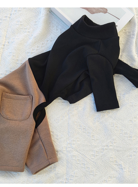 泰迪春秋加绒弹力黑色比熊小型犬四脚外出纯棉防脏宠物打底针织衫