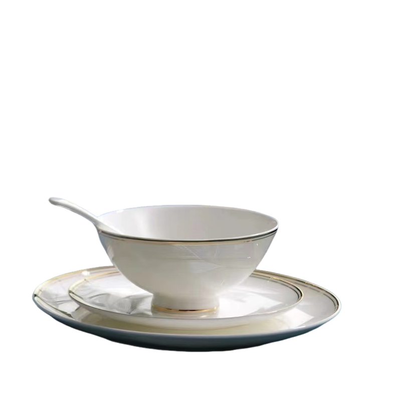 唐山骨瓷碗碟盘子餐具微波送人乔迁结婚绿色海格雷隆达皓宁骨质瓷