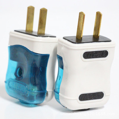 纯铜2脚10A插两脚插头电线二脚二眼二极单相插头2孔三项插头包邮