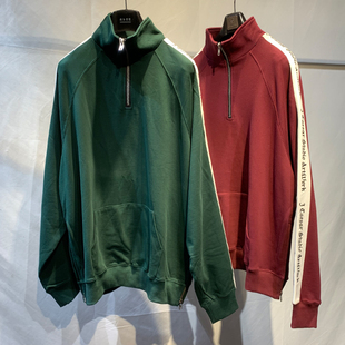 高街老铁块来情侣款 男女立领套头半拉链卫衣毛圈面料宽松复古外套