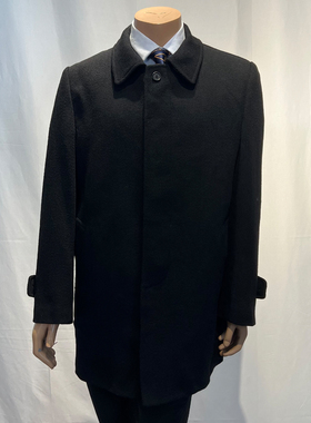 撤柜黑色关门领毛呢大衣正装商务休闲风衣羊毛呢子外套
