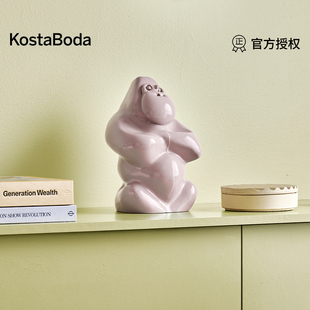 瑞典Kosta Boda大猩猩水晶摆件轻奢彩色高档居家艺术送礼 新品