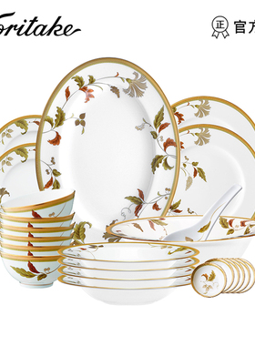 NORITAKE则武 ISLAY欧式奢华金边骨瓷餐具套装搬新家送礼6人份