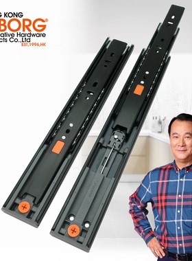 VIBORG 三节防尘缓冲自闭抽屉滑轨防夹手滚珠轨道铜阻尼静音导轨