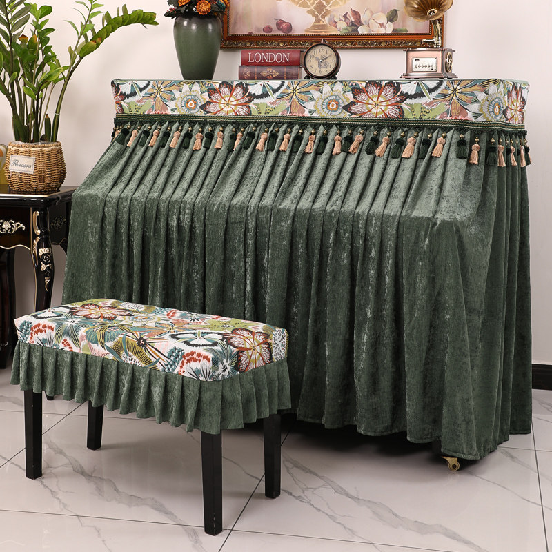 高端钢琴罩新中式复古加厚轻奢高档钢琴布盖布防尘罩简约欧式琴罩