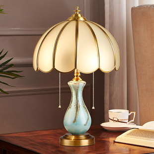 欧式复古台灯美式客厅玄关装饰卧室床头灯语音遥控调光温馨蒂凡尼