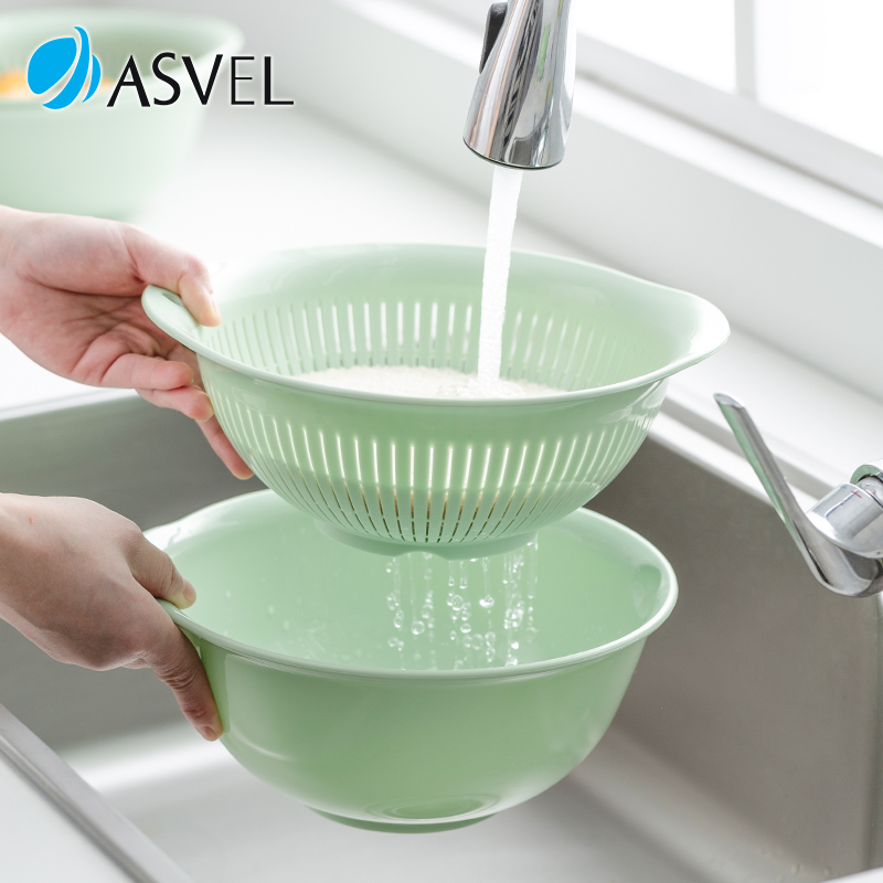 双层洗菜盆沥水篮日本进口asvel