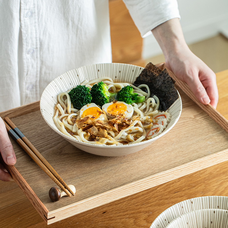 日本进口美浓烧汤面碗釉下彩工艺