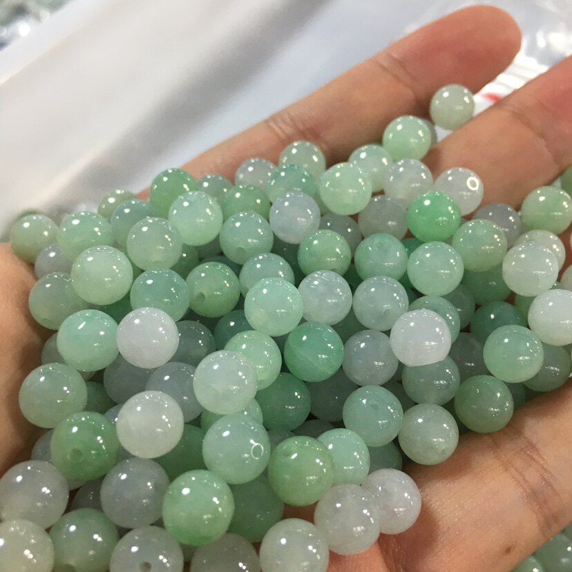 天然玉石珠子翡翠A货冰种