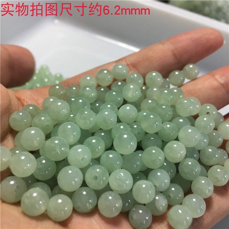 diy翡翠冰种浅绿a货玉石手串散珠