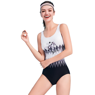 舒适透气显瘦胸垫 英发女三角氨纶印花品牌连体泳衣 清仓