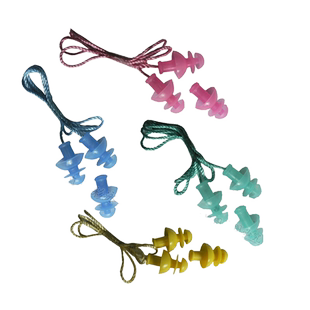 英发 柔软纯硅胶舒适 游泳有绳耳塞 伞状螺旋型舒适三只装防进水