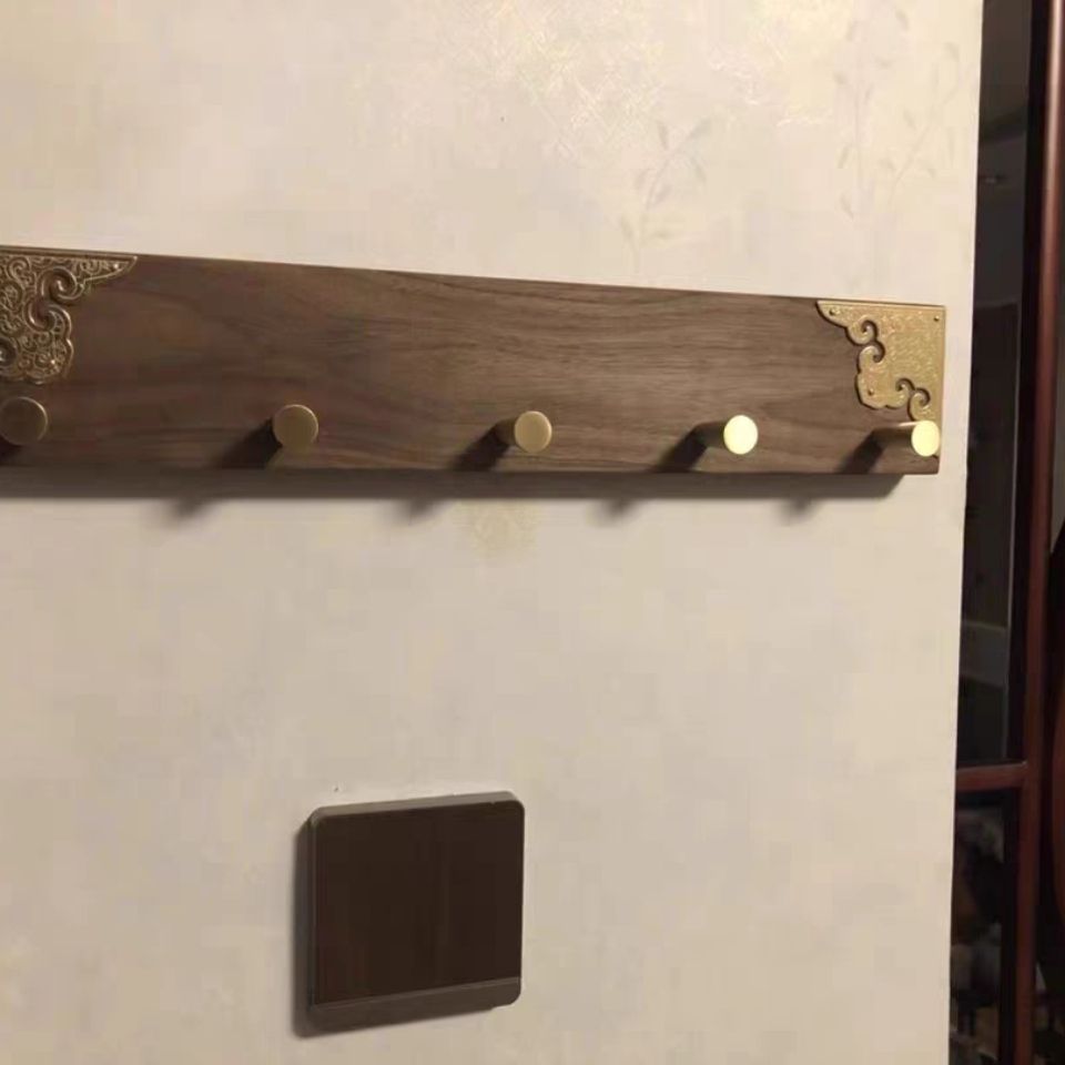 中式挂衣架黑胡桃实木壁挂墙上卧室客厅衣服挂衣钩玄关入户门挂钩