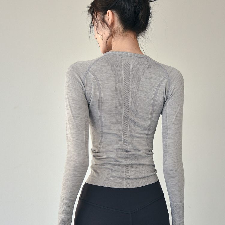 GymHub修身收腰显瘦运动上衣健身瑜伽普拉提T恤无缝针织透气女