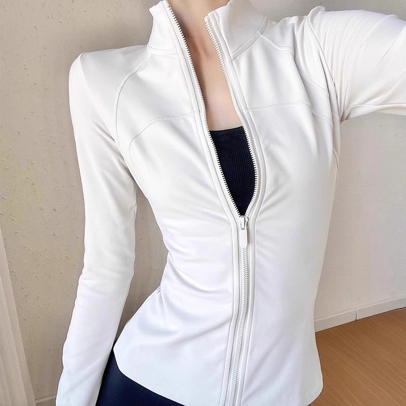 瑜伽服外套女春秋季立领拉链款修身长袖运动健身服显瘦有弹性