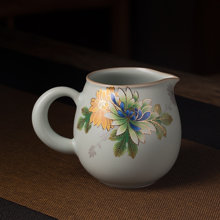 公道杯开片汝窑描金趴花陶瓷窑变功夫茶具配件公杯茶海匀杯分茶器