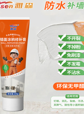 雅森墙面修补膏防水补墙膏白色内白墙修补漆家用补洞修复神器墙壁