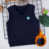 儿童保暖背心秋冬内穿男童马甲加绒中大童马夹加厚宝宝青少年坎肩