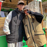 709-MJ60-P65春秋多拉链机能纯色宽松设计感连帽马甲情侣，男装背心/马甲，星座709