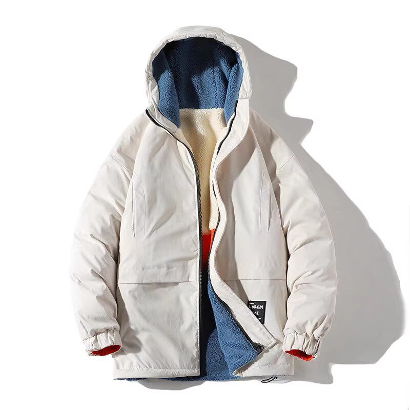 709-MY601-P130 情侣冬季白底加厚羊驼毛双面穿百搭棉衣外套男图片
