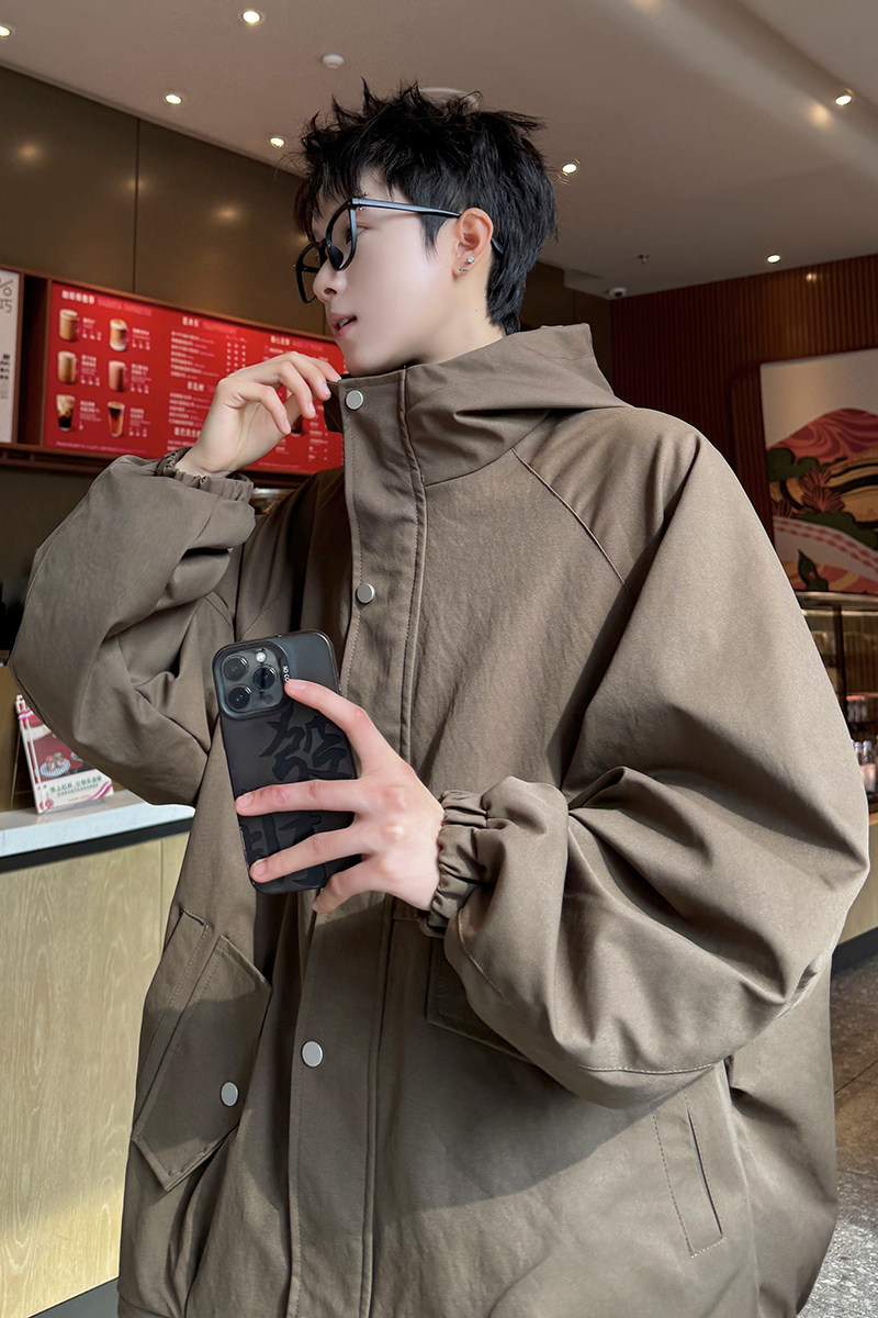 709-JK08-P100春季上新日系简约休闲连帽纯色夹克百搭外套宽松男,男装夹克,星座709