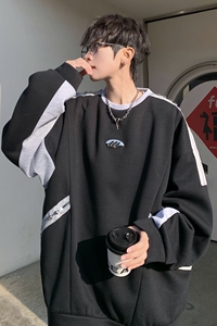 709-W802-P80 秋季美式圆领休闲宽松重磅卫衣男图片