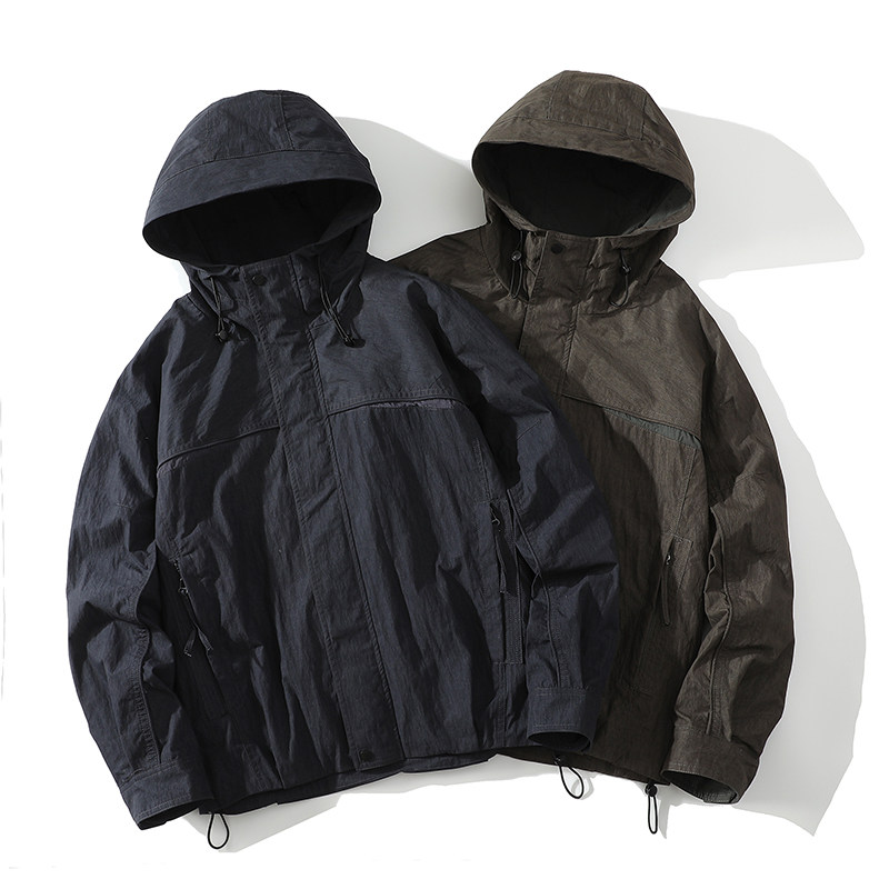 709-JK32-P135白底春季新款阔版纯色带帽夹克，男装夹克，星座709