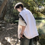 709-MJ100-P110春人秋季新款不对称潮牌假两件牛仔马甲，男装背心/马甲，星座709