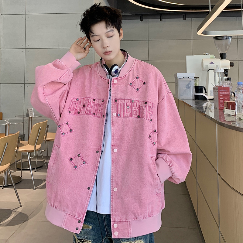 709-JK925-P130春秋情侣全棉复古水洗牛仔夹克棒球服外套宽松男,男装工装外套,星座709