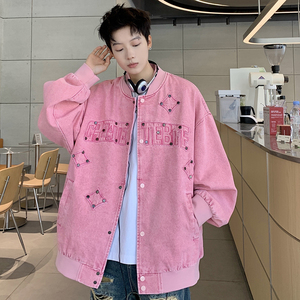 709-JK925-P130 春秋情侣全棉复古水洗牛仔夹克棒球服外套宽松男图片