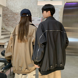 709-JK880-P105春秋休闲翻领金属装饰后背拉链夹克外套情侣图，男装夹克，星座709