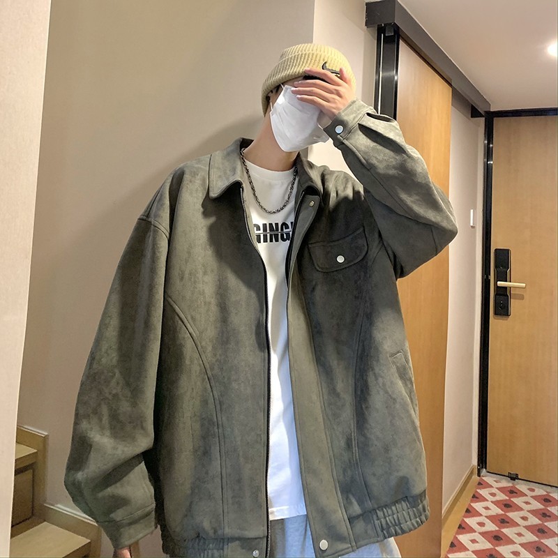 709-JK836-P95春秋休闲麂皮绒开衫翻领纯色百搭夹克外套单人，男装夹克，星座709