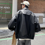 709-JK877-P145小众西装领皮衣夹克拉链装饰纯色外套单人，男装夹克，星座709