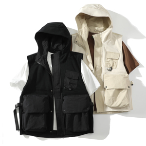 709-MJ110-P100 白底 春季新款 阔版休闲针织工装马甲，男装工装外套，星座709