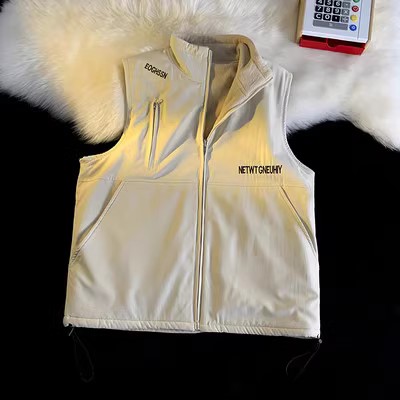 709-MJ21-P70双面穿针织梳织合拼百搭宽松休闲开衫马甲外套平铺,女装短外套,星座709