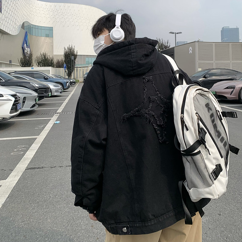709-MY1506-P145 情侣冬季单人牛仔棉衣外套羊羔毛刺绣连帽加厚图片