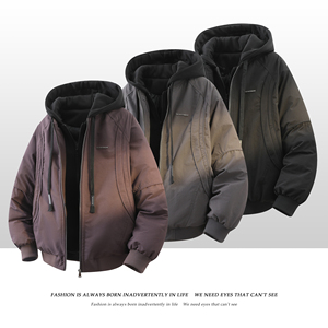 709-MY1823-P140 冬季新款 白底 高级感假两件拼接连帽棉服图片
