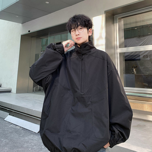 709-JK912-P95 春秋情侣全棉半拉链立领夹克休闲外套宽松男图片