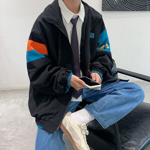 709-JK97-P80 原创港风夹克拼色开衫潮流休闲百搭外套简约单人图片