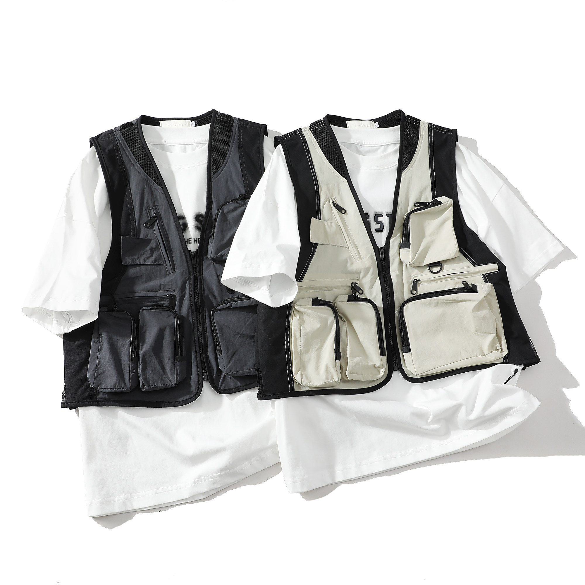 709-MJ102-P80白底春季新款休闲户外拼色工装马甲，男装工装外套，星座709