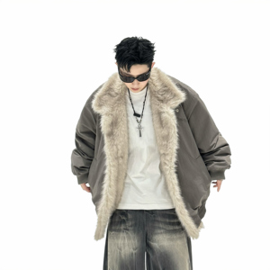 709-MY1801-P160冬季新款 单人 座山雕毛领加厚派克服棉衣图片