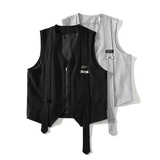 709-MJ70-P65春秋飘带装饰v领纯色宽松休闲大码马甲白底，男装背心/马甲，星座709