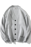 709-MY27-P95白底港风宽松复古V领开衫坎线百搭休闲毛衣，男装针织衫/毛衣，星座709