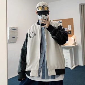 709-JK805-P85 春秋原创宽松拼接绣字上衣百搭休闲夹克外套单人图片