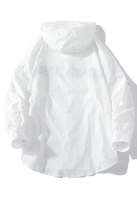 709-F180-P60 23夏 白底情侣大码连帽美式英文印花学生开衫防晒服图片