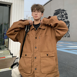 709-JK916-P130 春秋情侣水洗全棉复古工装外套美式夹克男图片