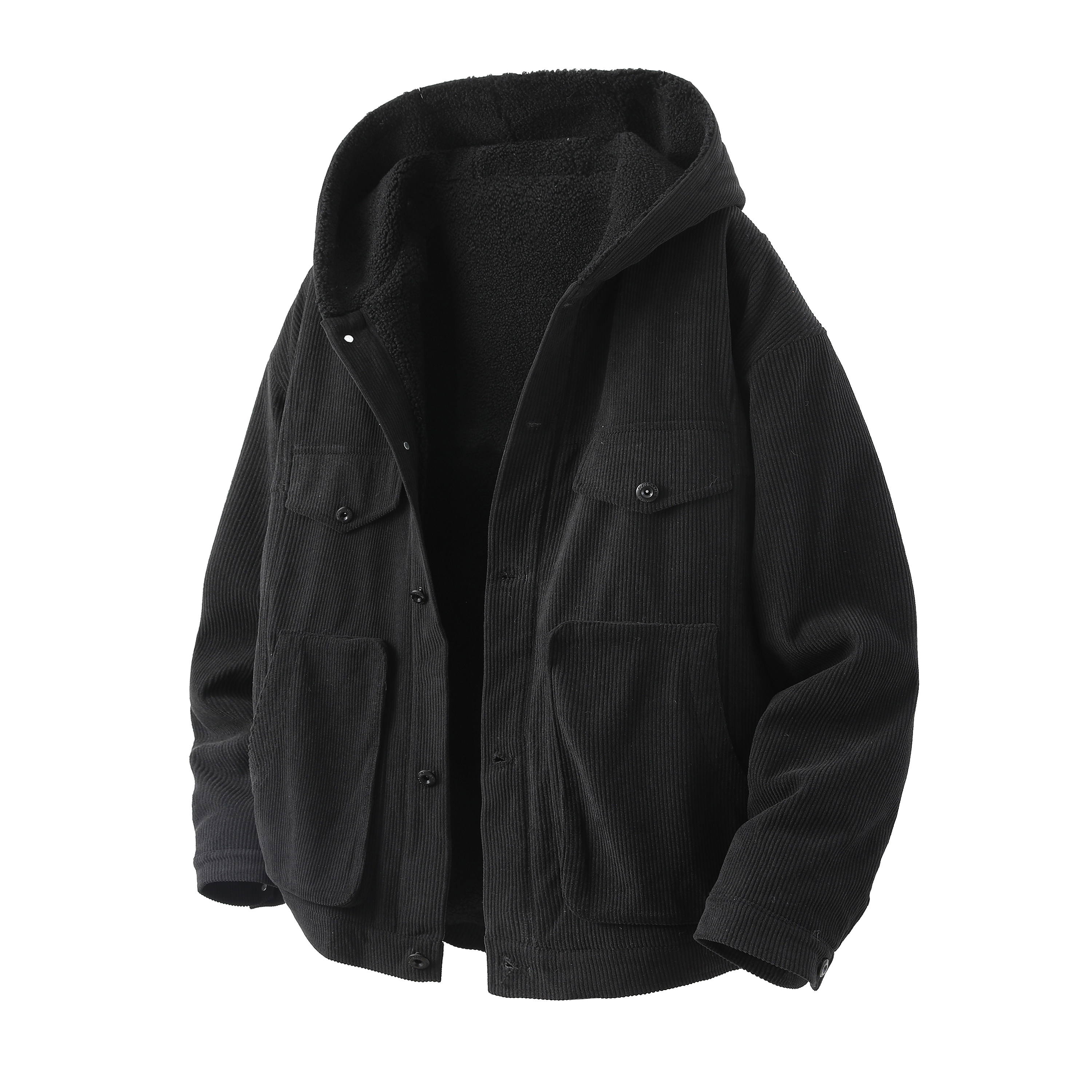 709-MY1806-P155冬季新款白底灯芯绒连帽棉衣加厚潮,男装棉衣,星座709