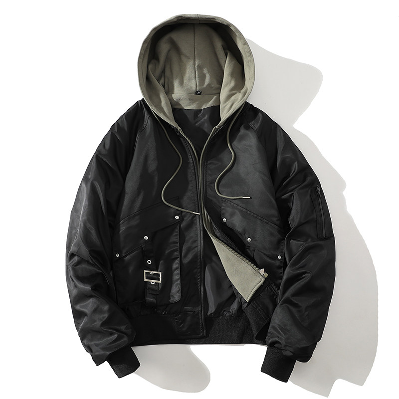 709-JK911-P130情侣美式棒球服假两件飞行员夹克休闲外套连帽,男装夹克,星座709