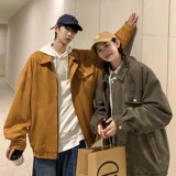 709-JK836-P95春秋休闲麂皮绒开衫翻领纯色百搭夹克外套情侣，男装夹克，星座709