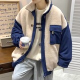 709-MY1001-P115冬季单人立领开衫羊羔毛拼鹿绒皮加厚潮流男，男装卫衣，星座709